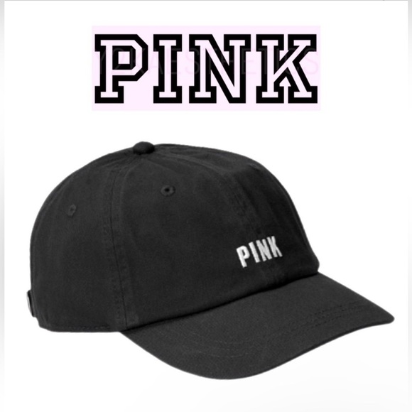 NWT! PINK Victoria’s Secret baseball hat black with white stitch - Picture 1 of 10